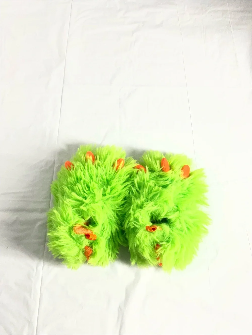 wonder nation Neon Green and Orange Fuzzy Monster Slippers. Size 2  and size 3.